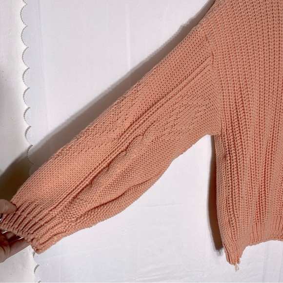 Vintage Karuba Clothing Peach Chunky Cable Knit Mock Neck Sweater L - Picture 8 of 15
